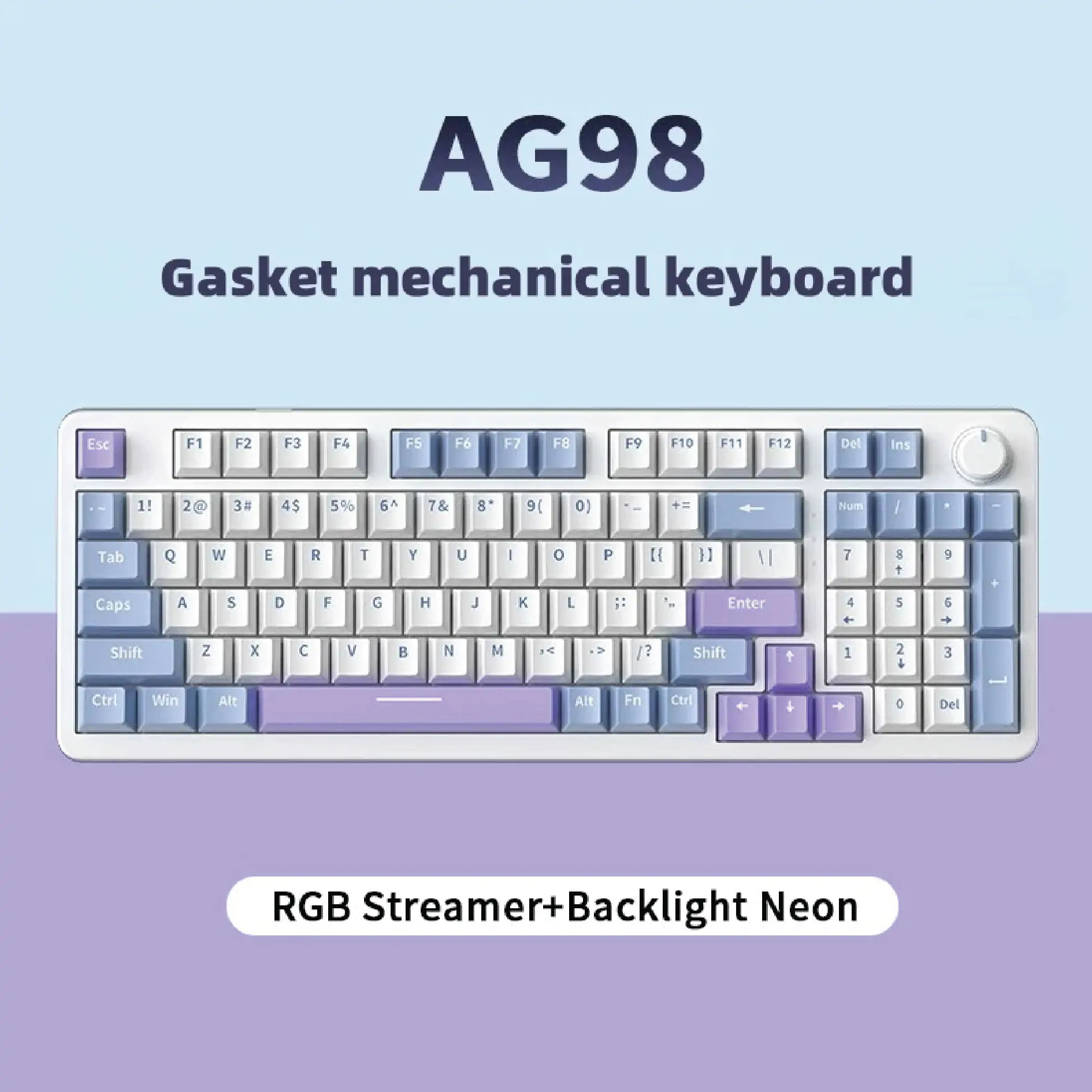 ZIFRIEND AG98 mechanical keyboard Blue/White/Purple (Red Switch)